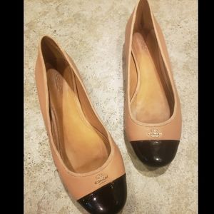 Coach Nude Pink/Black Leather Flats